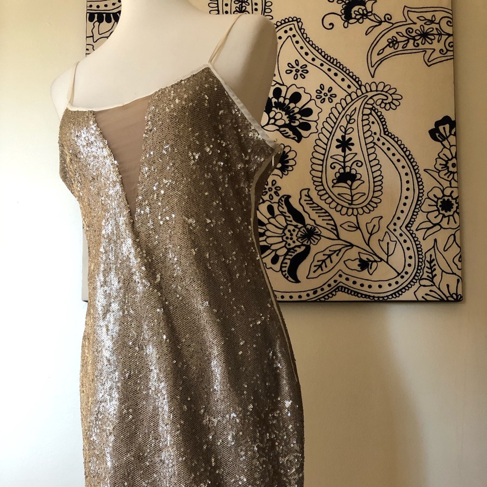 Elliatt Gold Sequin Shimmery Spaghetti Strap Dress - Picture 8 of 8